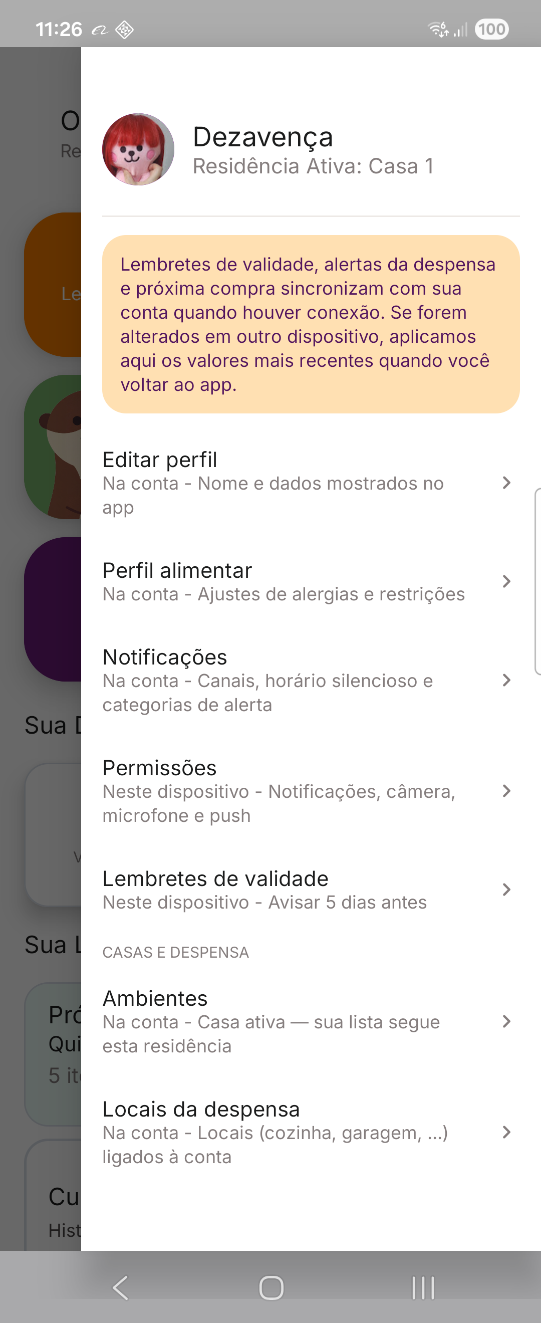 Tela real de selecao e gestao de residencias no PantryBuddy.